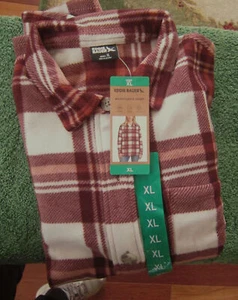 Camicia donna Eddie Bauer nuova con etichetta con bottoni marrone a quadri micropile TAGLIA XL - Foto 1 di 5