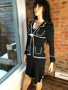 Wunderschönes VERTIGO PARIS 2-teiliges Stricktop und Rock Outfit schwarz weiß S neu ohne Etikett $ 329 - Bild 1 von 12