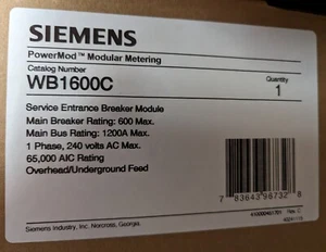 Siemens WB1600C Main Breaker Disconnect 600A Power Mod Service Entry Module - Picture 1 of 3