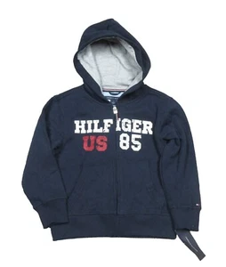 Tommy Hilfiger Boys Swim Navy Logo Graphic Fleece Lined Full Zip Hoodie - Picture 1 of 3