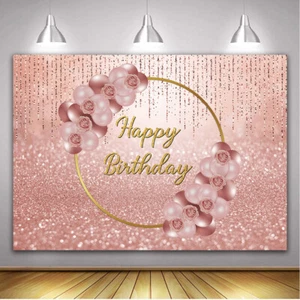 Rose Gold Backdrop For Birthday Party Decoration Glitter Photo Background - Picture 1 of 15