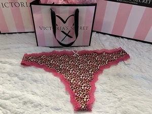 NWT Vtg VICTORIA’S SECRET ANGELS Modal Super Soft Thong Pink Leopard Panty L Y2K - Picture 1 of 4