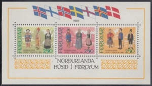 FAROE ISLANDS Sc# 101a-c MNH SOUVENIR SHEET with TRADITIONAL COSTUMES - Imagen 1 de 1