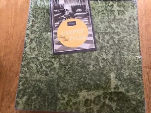 Vintage Sears Carpet Tiles Ready Stick Squares NIP Retro Green Decor Flooring - Picture 1 of 3
