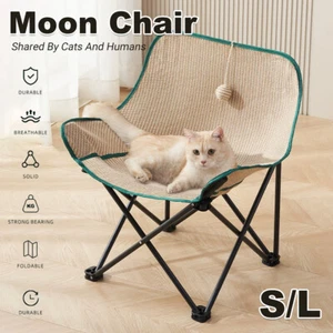 Folding Cat Bed Moon Chair Soft Pet Nest Portable Lounge Sofa for Kitten Sleep - Picture 1 of 20