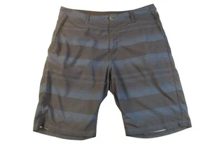 Volcom Surf & Turf Hybrid Shorts Men 34 Blue Black Striped Wicking Quick Dry - Picture 1 of 17