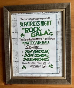 THE BEATLES - FRAMED REPRODUCTION BILL POSTER / FLYER (KNOTTY ASH HALL) - Picture 1 of 2