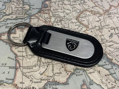 PEUGEOT Key Ring Etched and infilled On Leather New