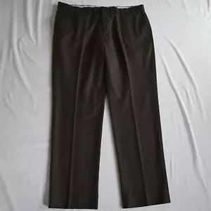 Hart Schaffner Marx 40x34 Brown Flannel Stay Tucked 100% Wool Dress Pants - Picture 1 of 9