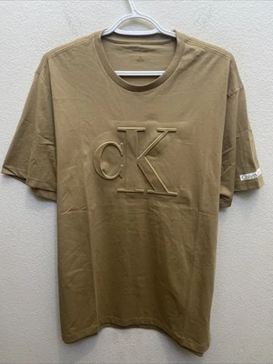 Calvin Klein джинсы мужчин большой коричневый поднят логотип футболка с коротким рукавом с Ярлыками $39 - Изображение 1 из 4
