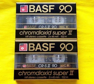 2x BASF chromdioxid super II 90 "Big Window" Cassette Tape 1985 + OVP + SEALED + - Image 1 of 2
