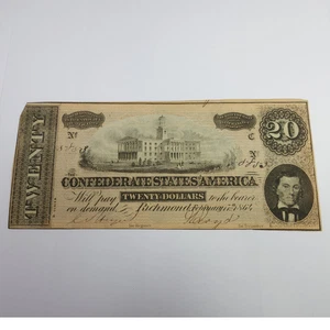1864 CSA Confederate States of America $20 Twenty Dollar Note #57739F - Picture 1 of 3