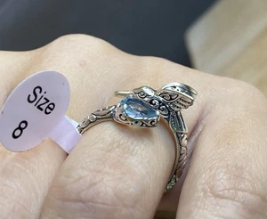 Annika Witt 92,5 Sterlingsilber Kolibri & Blautopas Ringgröße 8  - Bild 1 von 4