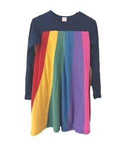 Hanna Andersson Rainbow Stripe Twirl Dress Girls 12 / 150 cm Cotton Playwear - Picture 1 of 6
