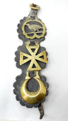 Brass Horse Martingale With Bird Cross And Crescent Motifs Horse Brass - Image 1 of 2