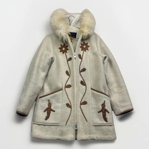 Handcrafted Amisk The Beaver Lake Wool Parka White Floral AOP Canada Made Read* - Bild 1 von 17