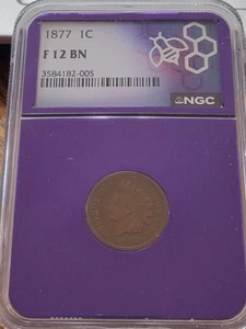 1877 1C Indian Head Cent NGC Graded F12 BN -- Key Date! - Picture 1 of 8