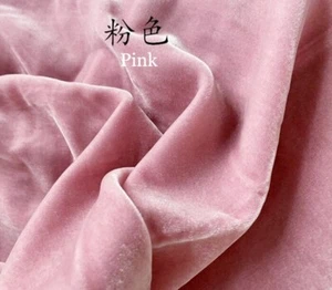 1Yard Black White Silk Cotton Velvet Fabric Luxury Evening Gown Material Velour - Picture 1 of 18