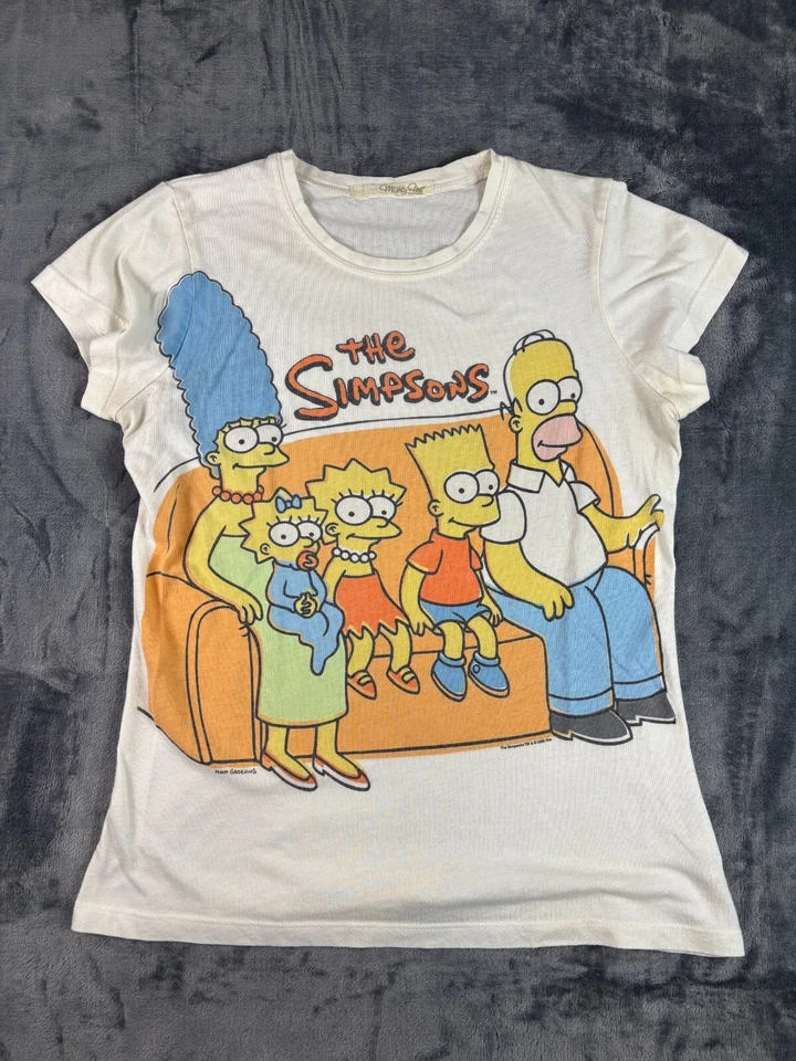 2005 The Simpsons Vintage T-Shirt Women’s L Mighty Fine Cartoon Graphic Slim Tee - Image 1 of 4