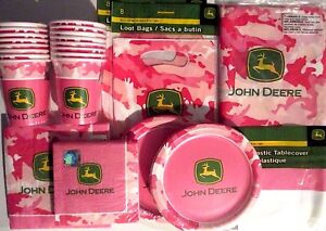 JOHN DEERE PINK Birthday Party Supply Kit w/ Loot Bags, Lunch & Beverage Napkins
