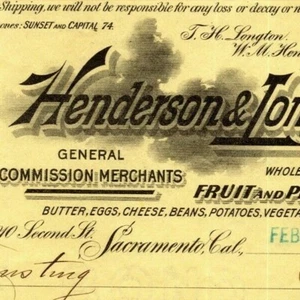 Scarce 1908 Sacramento Letterhead Fenderson & Longton Fruit and Produce - Picture 1 of 3