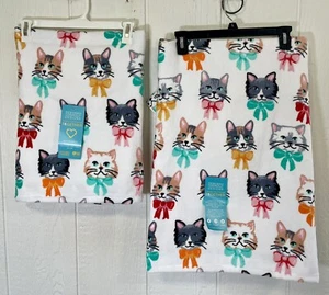 Deborah Connolly Beach Towels Lot Of 2 Cat Cats Design Set Of Two 68x36 NWT - Picture 1 of 2