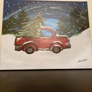 Rustic Winter Wonderland Painting 16 x 20 Canvas - Picture 1 of 2