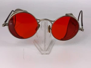 Welsh Manufacturing Red Lens Welding Safety Aviator Steam Punk Glasses - Picture 1 of 21