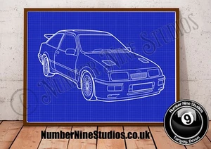 Sierra Cosworth BLUEPRINT Illustration, high quality ,signed by artist. - Picture 1 of 7