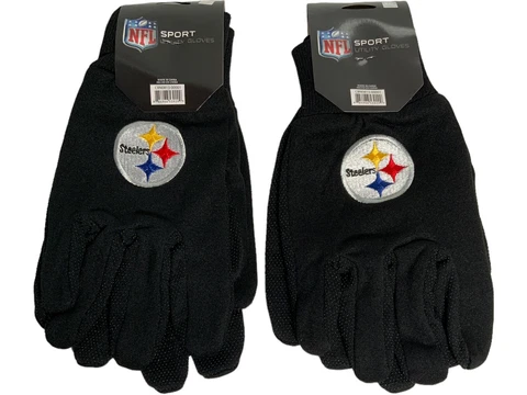 Pittsburgh Steelers Football Team NFL Adult  Utility Work Grip Gloves 2 Pair New Cover