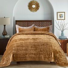 EVERGRACE Luxury Ruched Velvet Quilt King Size, Ultra Soft Bedspread Coverlet...