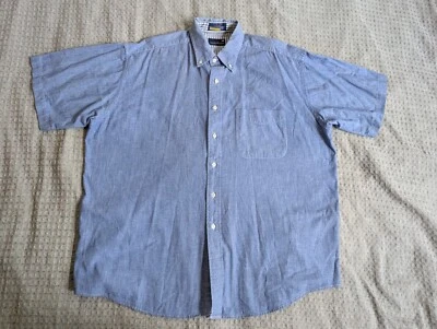 Stanley Blacker Shirt Men Large Blue Chambray Short Sleeve Vintage 90's Classic - Image 1 of 4