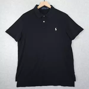 Ralph Lauren Polo Shirt Mens Large Black Interlock Knit Small Pony Prep Basic - Picture 1 of 8
