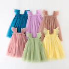 Toddler Girls Fly Sleeve Solid Color Tulle Princess Dress Dance Party Clothes