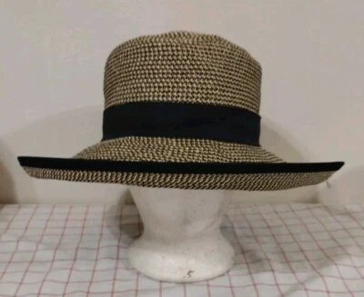 Sombrero de Verano Scala Pronto Beige Mujer Ala Ancha 3.5" Apertura Interior Cinta 7.75" Foto 1 de 4