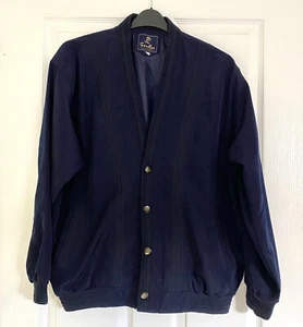 Grandad Style Button Front Cardigan Vintage Jacket Deep V-Neck Lined XL 50" - Picture 1 of 9