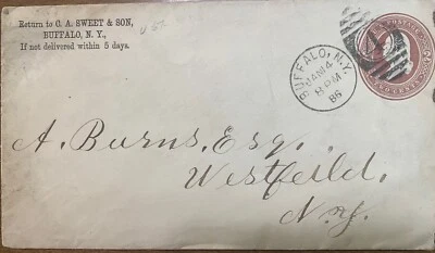 Postal Cover Buffalo N Y Advertising C A Sweet & Co Jan 14, 1886 - Image 1 of 2