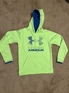 Youth Large YLG Under Armour Coldgear Neon Green Pullover Hoodie - Picture 1 of 4