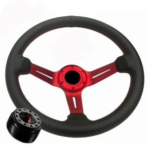 Volante cóncavo rojo Civic Prelude CR-V RSX Fit Accord TL CL + buje - Imagen 1 de 1