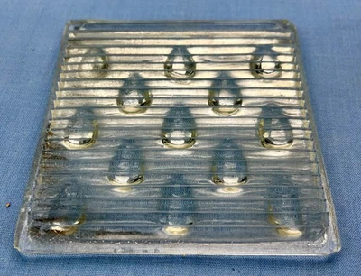 Vintage Set of 4 Luxfer Prism Clear Glass Tiles Clear Raindrop & Sawtooth Design - Image 1 of 4