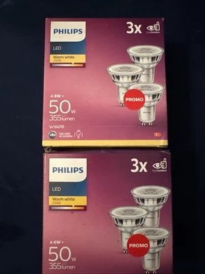 PHILIPS LED Classic Light Bulb 6 Pack [GU10 Spot] 4.6 W - 50 W Equivalent, Warm - Image 1 of 3