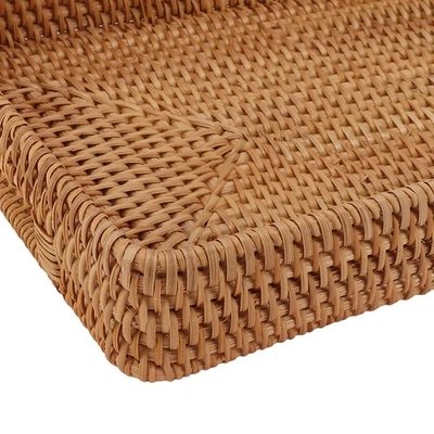 (L)Serving Basket Tray With Handles Rattan Rectangle Large Capacity Durable - Image 1 of 4