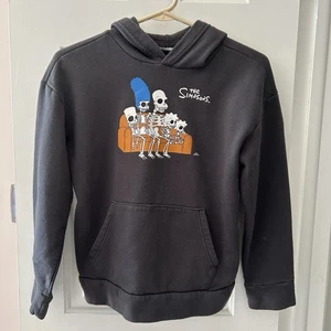 Simpsons Halloween Skelett Couch Jugend XL 14 16 Pullover schwarz Hoodie - Bild 1 von 6