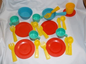 1980er VINTAGE FISHER PRICE SPASS MIT ESSEN KÜCHE HERD ZUBEHÖR KONVOLUT IN GUTEM ZUSTAND - Bild 1 von 10