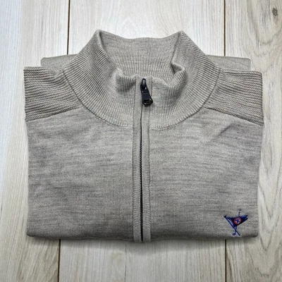 Cutter & Buck OCEAN REEF CLUB Merino Wool Acrylic 1/4 Zip Sweater Tan Mens Small - Image 1 of 4