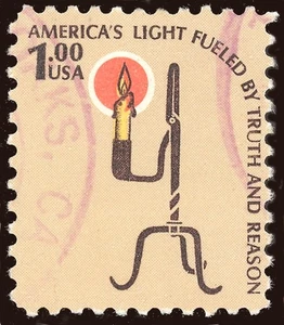 Scott 1610 the 1975 $1.00 Rush Lamp & Candle Holder from Americana Issue - Used - Picture 1 of 1