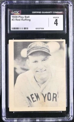 1939 PLAY BALL #3 RED RUFFING CGC 4 VG/EX YANKEES 5660 - Image 1 of 2
