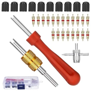 Tyre Valve Core With Remover Removal Tool Kit Schrader Valve For Car Bike Repair - Picture 1 of 12