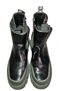 River Island Womens Black Faux leather Ankle Patent Boots Size 6 - Picture 1 of 7