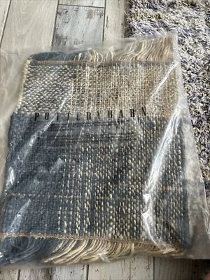 Pottery Barn Steel Blue Multi 100% Jute 18x18 Rug Swatch New - Image 1 of 2
